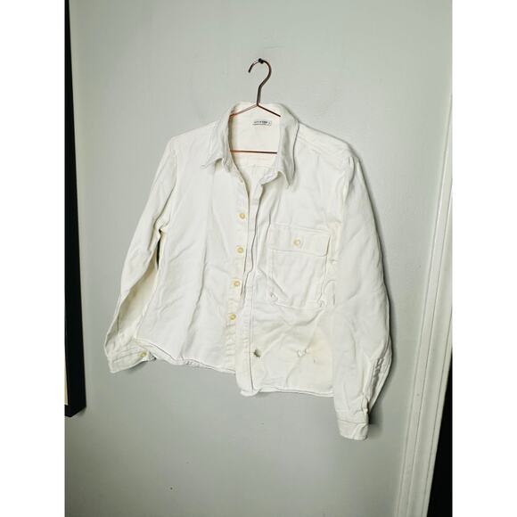 SILK LAUNDRY Off-White 100% Organic Cotton Long Sleeve Front Button Jacket L - Picture 4 of 16